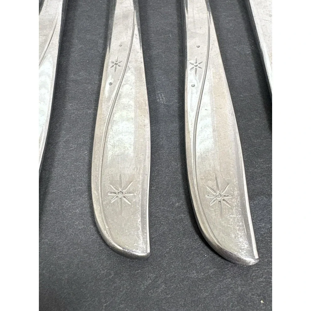 Vintage Oneida Community Twin Star Starburst Stainless Dinner Knives Lot of 4